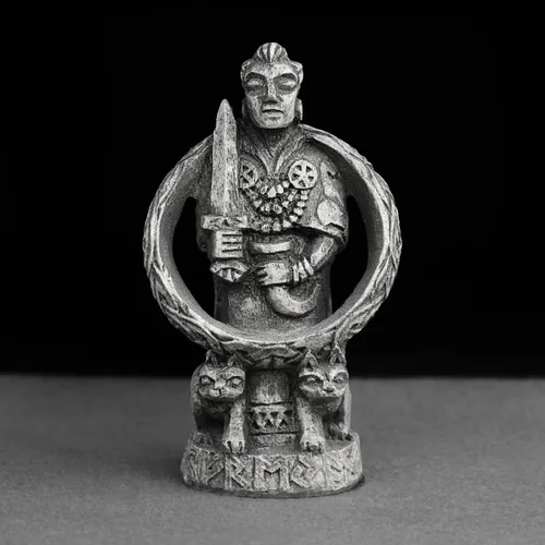 Vista 5 de Dryad Design Freya Figurine – Estatua pequeña de Freya con gatos – Diosa nórdica del amor y la guerra de 4 pulgadas de alto – Decoración de altar