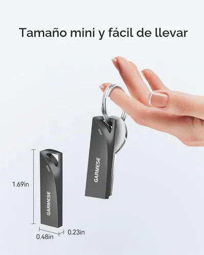 Vista 7 de Unidad flash USB 3.0 de 64 GB, unidad de pulgar de metal con orificio para llavero Memoria portátil impermeable y delgada, Plug & Play Pulgar