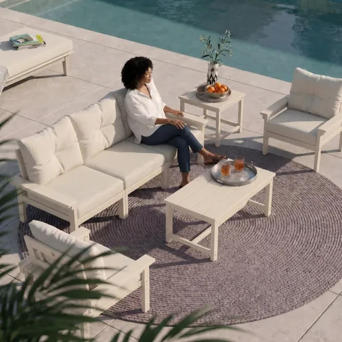Vista 45 de Juego de muebles de patio HDPE de 13 piezas con mesas