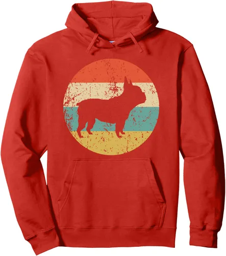 Vista 12 de Sudadera con capucha de Bulldog Francés – Sudadera con capucha retro de perro Bulldog Francés Negro