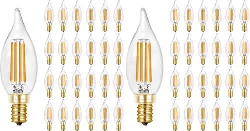 Vista 12 de Hizashi Bombilla de candelabro E12 de 40 W, bombillas LED de candelabro regulables CRI 90+, 4 W, 450 lm, 5000 K, luz blanca diurna, punta de llama