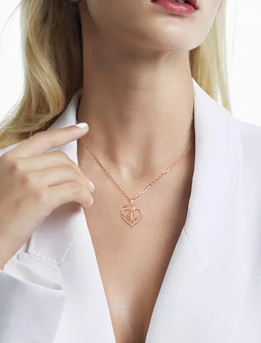 Vista 6 de INFUSEU Collares únicos con iniciales para mujeres y niñas, joyería con letras de corazón pequeño, regalos personalizados significativos