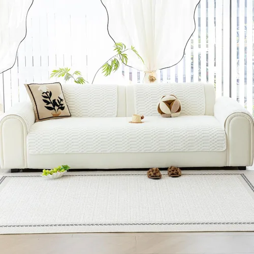 Vista 6 de Fundas de sofá de felpa cálidas lavables, divertidas fundas de sofá peludas para perros lavables, fundas de sofá antideslizantes para reclinables