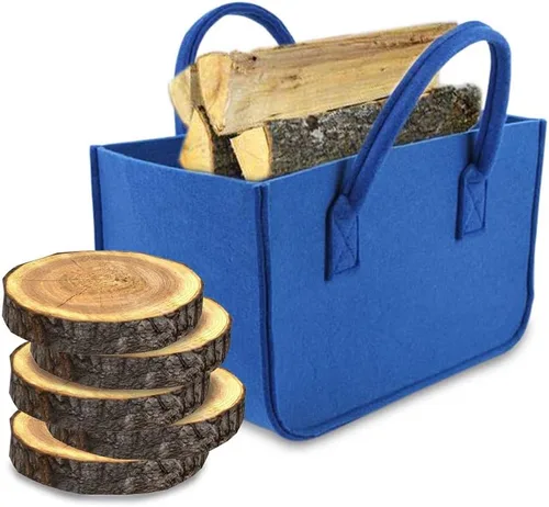 Vista 8 de Bolsa para leña plegable para leña, con mango (Negro)