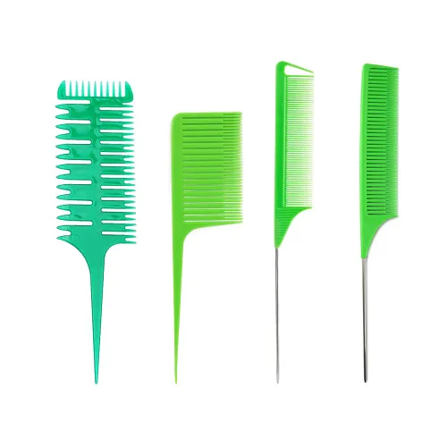 Vista 11 de Fox Baby Peine para peinar el cabello, 4 peines de metal negro, resaltado, estilo profesional, para estilista en casa, peluquero, tejido, teñido