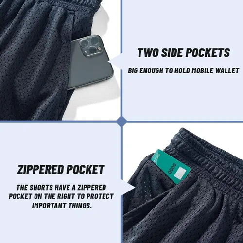 Vista 5 de AIMPACT Pantalones cortos deportivos para hombre, transpirables, de doble capa, de tela de 6 pulgadas, para baloncesto, ropa deportiva, pantalones