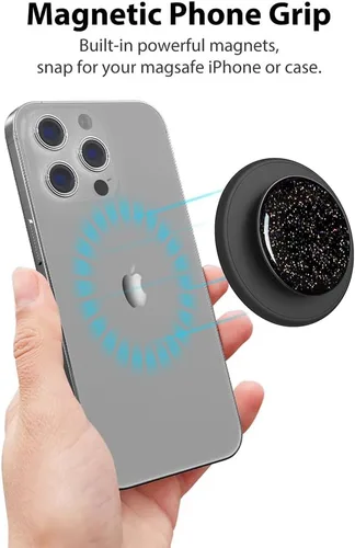 Vista 3 de Agarre magnético para teléfono compatible con MagSafe, soporte magnético para anillo de teléfono, soporte de dedo compatible con carga inalámbrica