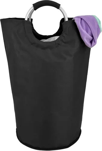 Vista 8 de Handy Laundry Bolsa con asas – 60L – Cesta plegable de tela para lavandería – Cesta de lavandería para dormitorio – Impermeable – Plegable – Negro