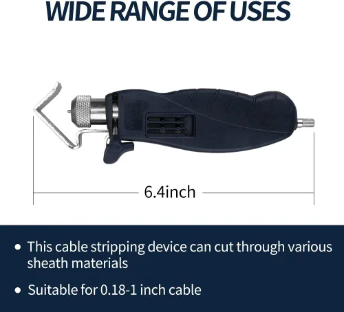 Vista 5 de stedi Pelacables redondo, con profundidad de corte ajustable, para extracción rápida y precisa de la chaqueta, cortadora de cables redonda