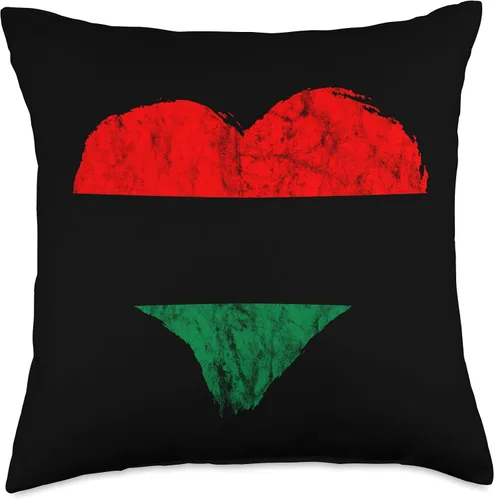 Vista 4 de Pan African Pride Black History Pan African UNIA Flag Heart Black History Afro-American Throw Pillow, 16x16, Multicolor
