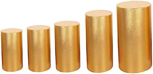 Vista 10 de Juego de 5 cubiertas de soporte de exhibición de elastano con pedestal de cilindro rubor, suministros de decoración para el hogar