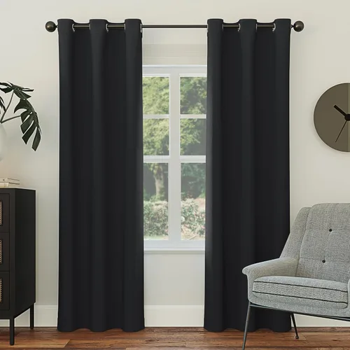 Vista 29 de Sun Zero Easton Panel de Cortina Opaca con Ojales de Ahorro de Energía, 40" x 63", Gris, Gris Raíz = {'valor': "['Gris']"}