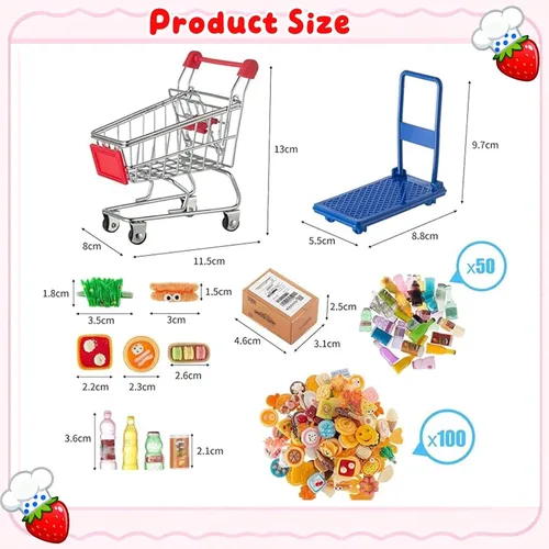 Vista 2 de Vawuz - Set de 175 piezas de cajas de mensajería en miniatura para centro comercial, cajas de envío, modelos de carritos de mano de mini