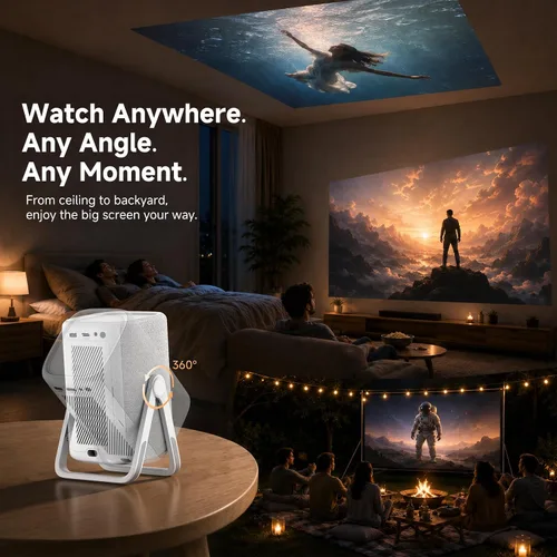 Vista 10 de Proyector 4K para Exteriores [Lanzamiento Corto/1200ANSI/Aplicaciones Integradas] con WiFi y Bluetooth, Proyector de Enfoque Automático con Soporte