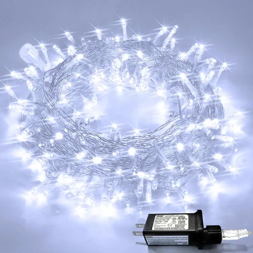 Vista 37 de JMEXSUSS - Tira de 100 luces led para interiores, 8 modos, enchufables, parpadeantes, 33 pies, luces navideñas para exteriores, a prueba de agua