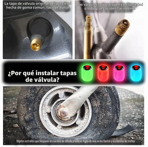 Vista 5 de 16 tapones fluorescentes para válvulas de neumáticos, accesorios de decoración universales para Calavera/Azul-16 piezas