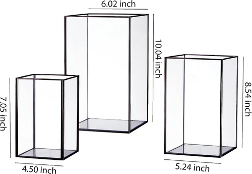 Vista 2 de QL - Portavelas de huracán, juego de 3 portavelas de cristal grande, portavelas de vidrio templado transparente con 3 tamaños
