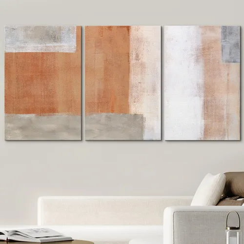 Vista 292 de wall26 Lienzo enmarcado para pared, juego de arte de acuarela pastel, paisaje rural, ilustraciones con formas abstractas, arte moderno, decorativo
