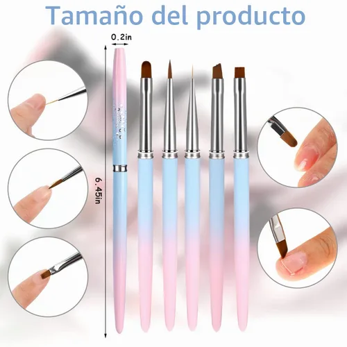 Vista 3 de Juego de 5 pinceles de limpieza de esmalte de uñas, cepillo removedor de esmalte de uñas con cepillo delineador de uñas, cepillo profesional para 3