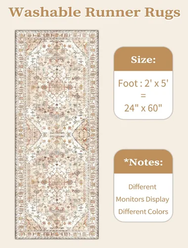Vista 189 de SERISSA - Tapetes florales vintage, antideslizante, lavable, pequeño, ultrasuave, bohemio, de pelo bajo, para entrada, interiores, habitación