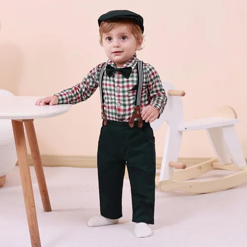 Vista 3 de SANMIO Ropa de bebé niño 0-18M Traje de bebé niños 4 unids Ropa de vestido de bebé Conjunto de esmoquin para bebés