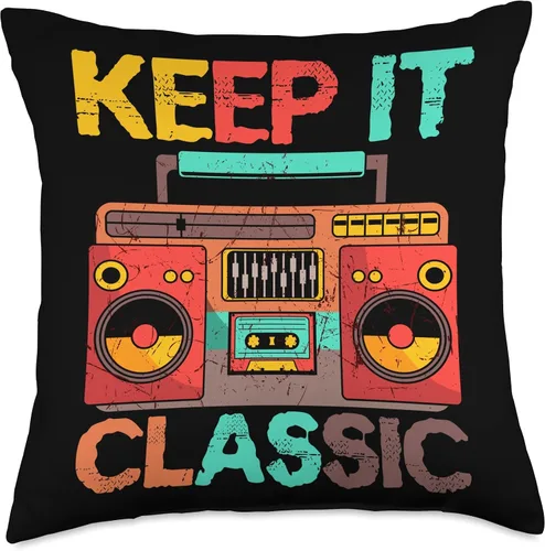 Vista 4 de Keep It Classic Radio 80s 90s Retro Vintage Cassette Player Throw Pillow