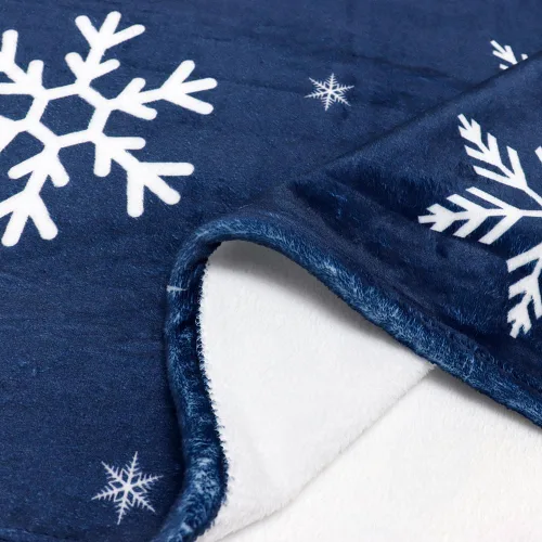 Vista 7 de Manta de Navidad con copos de nieve azul, manta de franela de forro polar súper suave, manta de invierno de felpa cálida, decoración navideña