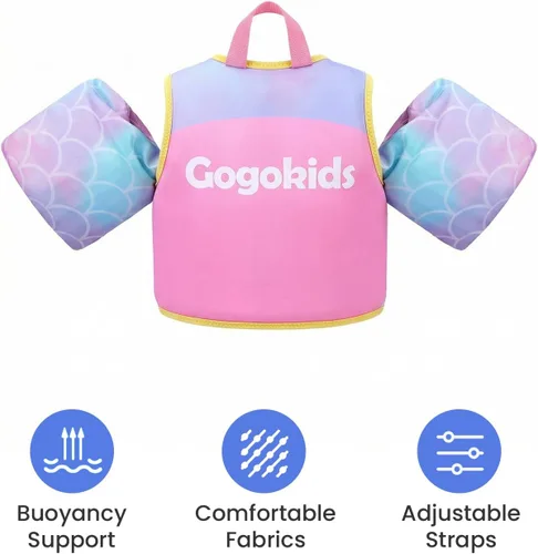 Vista 8 de Gogokids Chaleco de natación para bebé, flotadores para niños de 33-66 libras, chaqueta de natación para niños con alas de agua para niños de 2 3 4