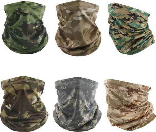 Vista 10 de Máscara facial con polaina para el cuello, protector facial de camuflaje de polvo que refresca el sol, bandana reutilizable y lavable