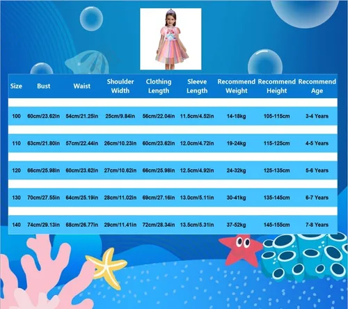 Vista 2 de Little Girls Mermaid Dress Mermaid Costume Princess Dress up Clothes Dress Short Sleeve for 3-8 Years