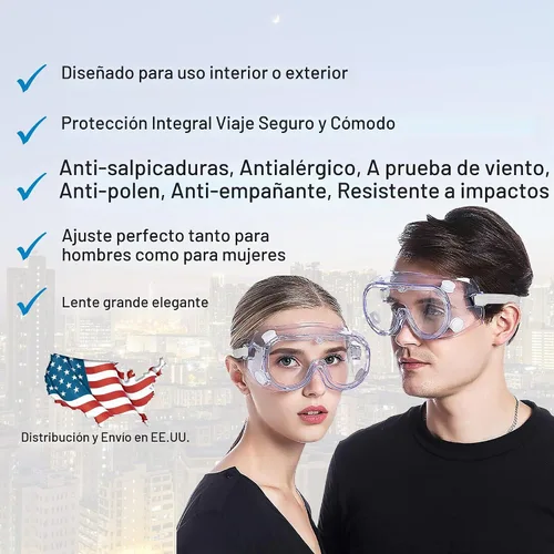 Vista 7 de ATERET Gafas de seguridad protectoras antivaho I Gafas ligeras ajustables con lentes transparentes I Gafas de protección contra salpicaduras