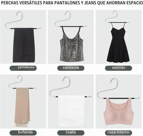 Vista 6 de DOIOWN - Perchas de extremo abierto para jeans - 10 perchas de jeans de acero inoxidable de 8 mm de grosor, perchas versátiles antideslizantes