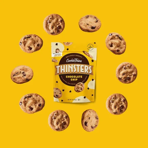 Vista 4 de Thinsters Galletas finas de galletas, chispas de chocolate, 16 onzas (paquete de 2), sin OMG, sin maní, sin jarabe de maíz, galletas crujientes, sin