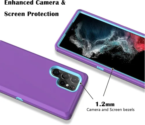 Vista 5 de Funda para Samsung Galaxy S22 Ultra de 6.8 pulgadas, triple capa de alta resistencia, protección contra caídas a prueba de golpes, funda protectora