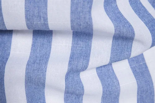 Vista 6 de DELCARINO Camisa casual de manga corta para hombre, camisa de lino y algodón con estilo de rayas verticales