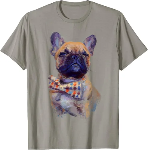 Vista 26 de Camiseta de bulldog francés con estampado realista, artística de bulldog francés, Negro, S