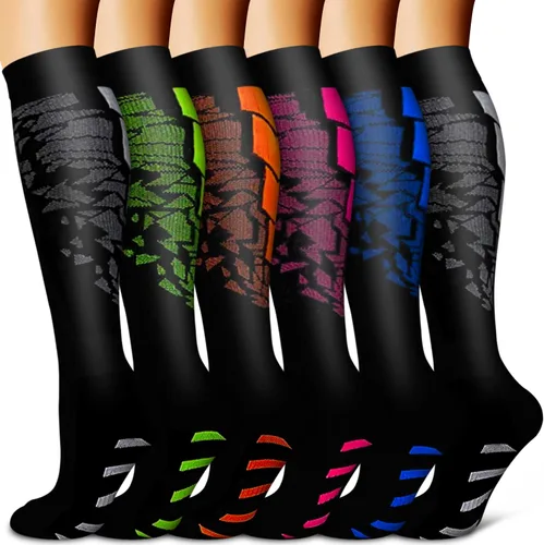 Vista 34 de Copper Compression Socks for Women & Men (6 pairs) - Best Support for Nurses, Running, Hiking, Recovery 01 Rayas Negras