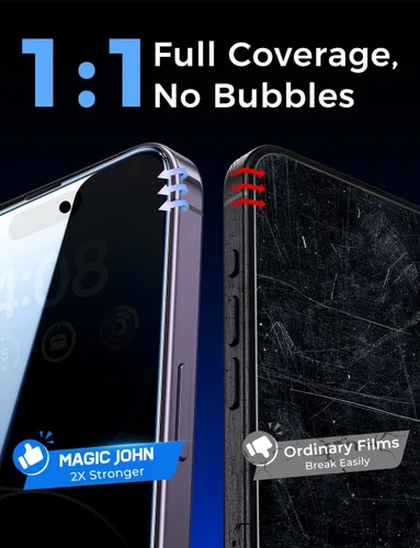 Vista 7 de MAGIC JOHN Paquete de 2 protectores de pantalla de privacidad para iPhone 14 Pro de 6.1 pulgadas (no máximo), vidrio templado, instalación