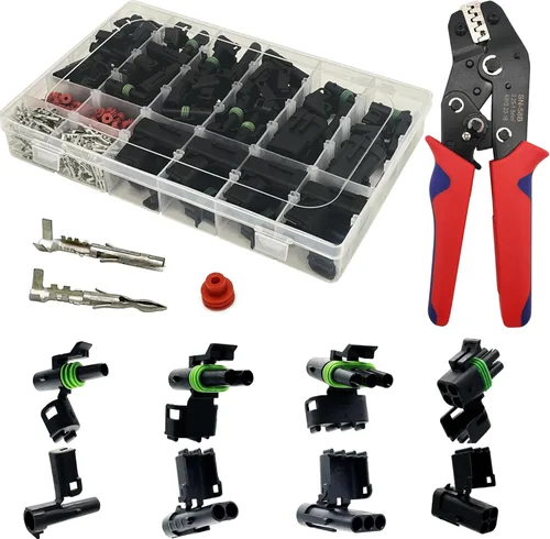 Vista 10 de 64 Kit 1/2/3/4/5/6 Pin Automotive Waterproof Wire Connector with Crimper 1-6pin/64kit With Crimper