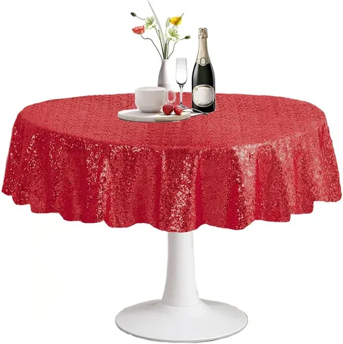 Vista 40 de Manteles redondos de lentejuelas negros para fiestas, de 121,9 cm, mantel redondo de purpurina ajustado, pequeño, lindo y dulce, para boda