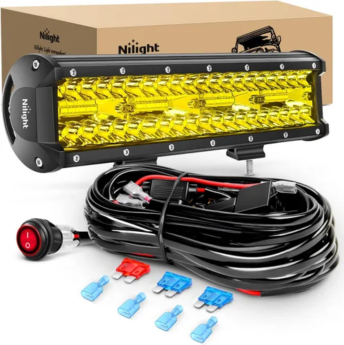 Vista 9 de Nilight ZH411-A 12” 12” 300 W, 300 W, triple fila de inundación Spot Combo 30000LM Led Off Road luces para camiones con juego de arnés de cableado
