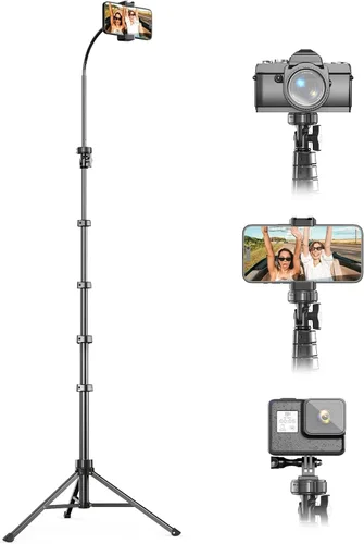 Vista 8 de UBeesize Trípode de teléfono de 62 pulgadas y palo para selfies, trípode para cámara con control remoto inalámbrico y soporte para teléfono