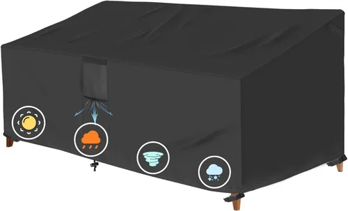 Vista 7 de Funda para sofá biplaza para exteriores, resistente a la intemperie y al agua, 58 pulgadas de ancho x 32 pulgadas de profundidad x 3 Funda