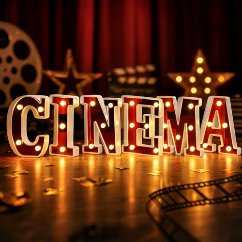 Vista 14 de Aurelema Casino 6.3" Letras de cartel de noche de cine para fiestas, cartel de luz de marquesina alimentado por batería, luces LED de letras