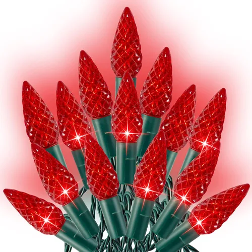 Vista 8 de Dazzle Bright Tira de luces de Navidad C6, 100 LED de 33 pies, luces de Navidad para exteriores, impermeables, conectables, 8 modos de luces