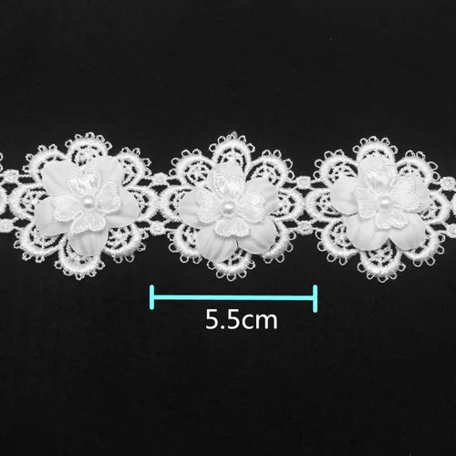 Vista 4 de FQTANJU Cinta de borde de encaje de flores de 3 yardas para apliques de boda DIY costura manualidades