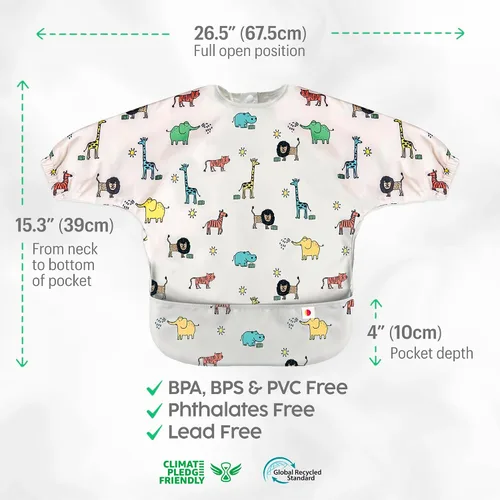 Vista 4 de Babero para comer – Babero impermeable para bebé, delantal portátil a prueba de desorden