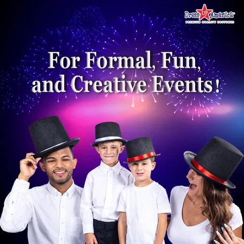 Vista 5 de Dress Up America Top Hats para niños y adultos, sombrero de fiesta de mago negro, sombrero de esmoquin formal, unisex