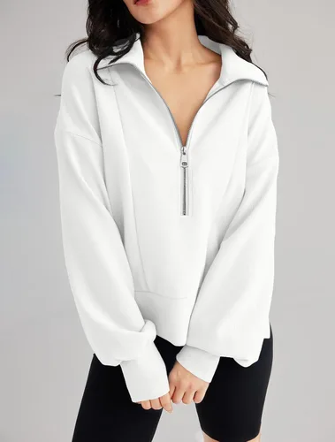 Vista 4 de EFAN Womens Half Zip Up Cropped Hoodies Pullovers Sweatshirts Quarter Zipper Rib Knit Sweaters Fall Winter Clothes 2023
