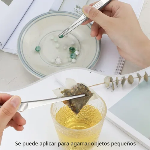 Vista 4 de 4 pinzas de cocina para alimentos, pinzas de acero inoxidable con puntas dentadas de precisión para barbacoa, asar, cocinar y servir